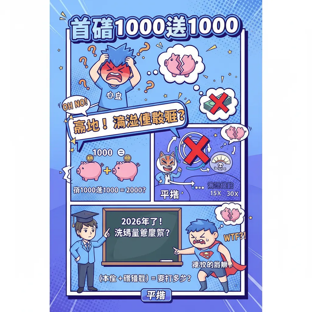 首儲1000送1000，搞懂流水倍數纔不會被咬